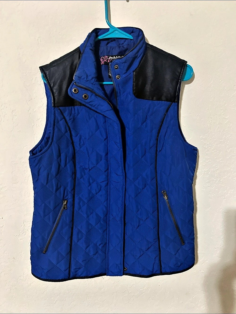 Peck & Peck Quilted Vest in Blue & Black Size Medium